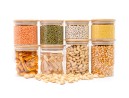 Round storage jars with bamboo lids, set of 4, 800ml