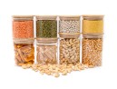 Round storage jars with bamboo lids, set of 4, 800ml