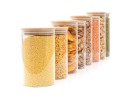 Round storage jars with bamboo lids, set of 4, 800ml