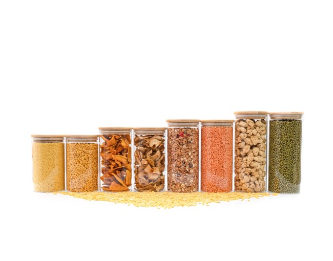 Bocaux de conservation ronds avec couvercles en bambou, lot de 4, 800 ml