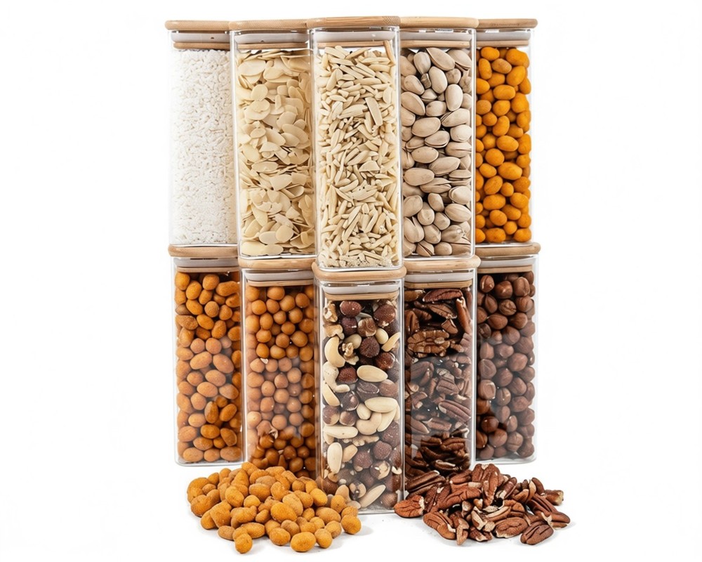 Schmale quadratische Vorratsgläser 16 cm hoch 10er Set