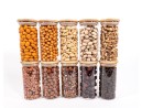 Narrow storage jars 12 cm high with bamboo lids, set of 10