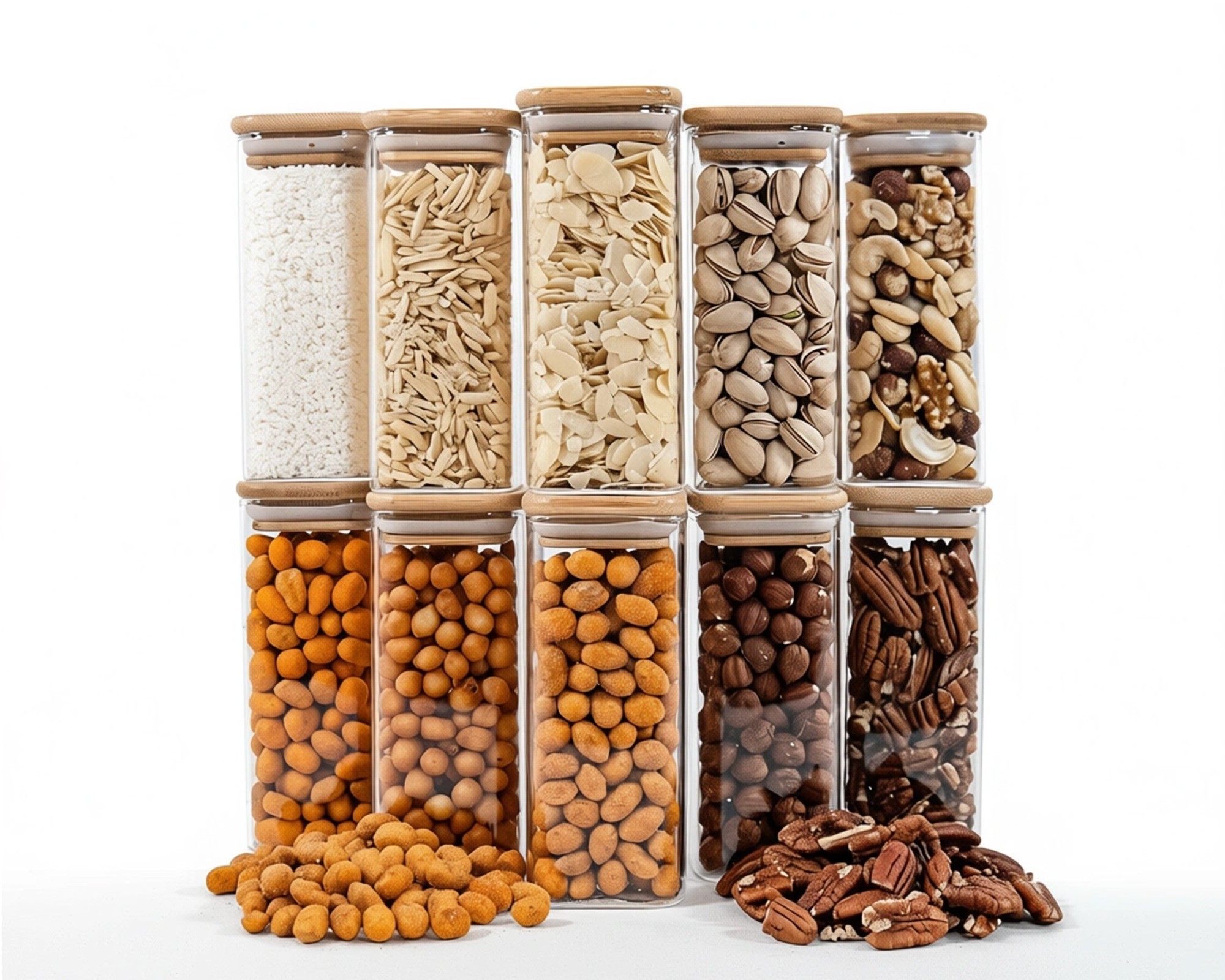 Schmale quadratische Vorratsgläser 14 cm hoch 10er Set