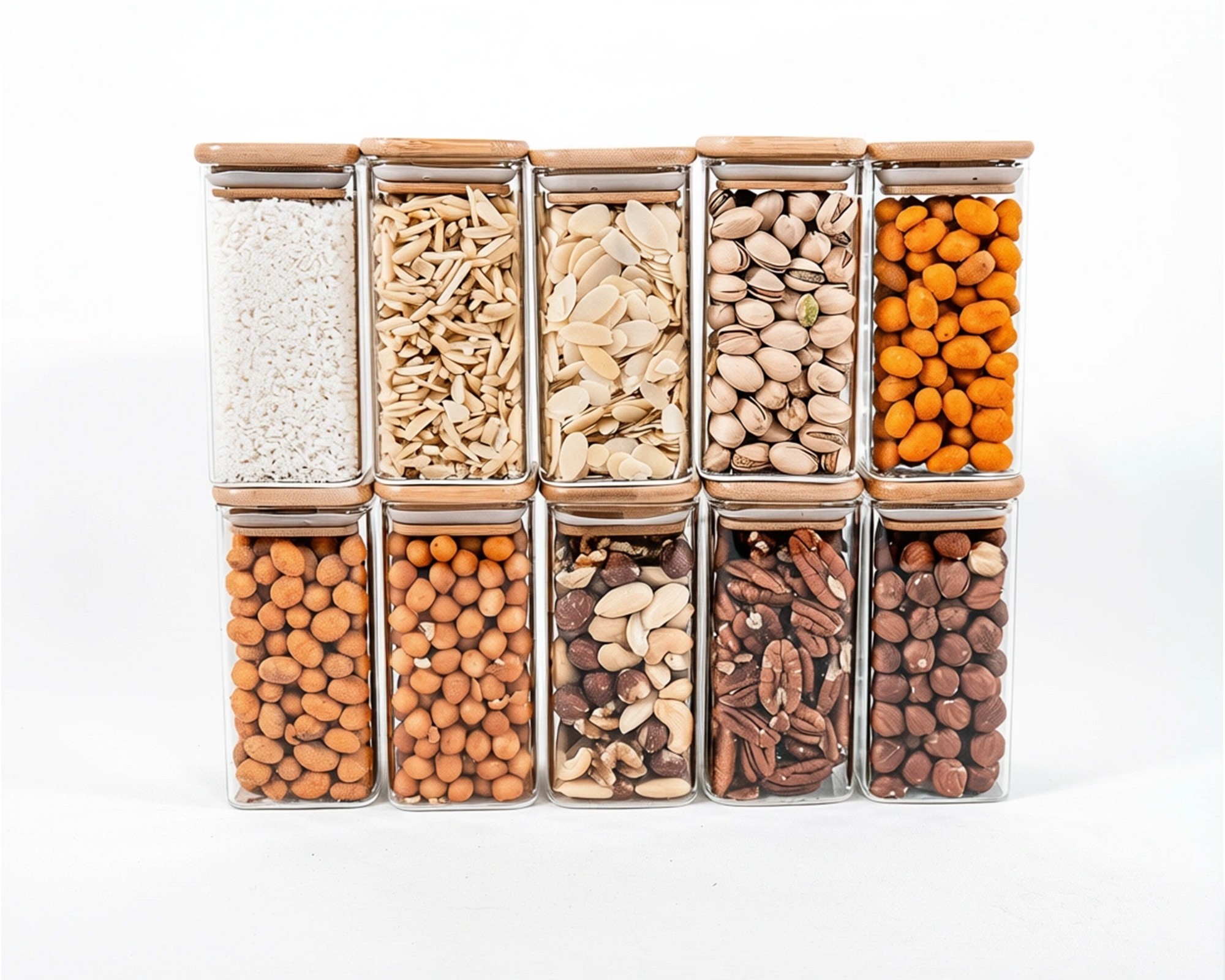 Lot de 10 bocaux de rangement carrés étroits de 12 cm de haut