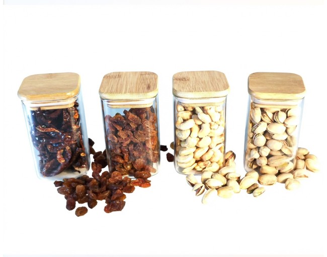 Lot de 10 bocaux de rangement carrés étroits de 10 cm de haut