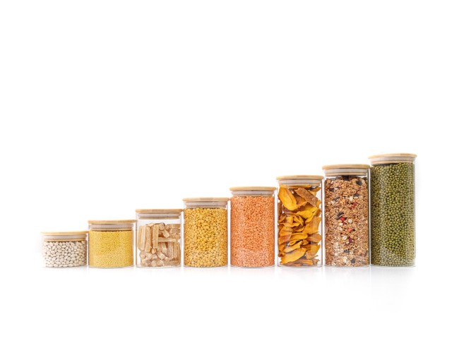 Round storage jars with bamboo lids, set of 4, 800ml