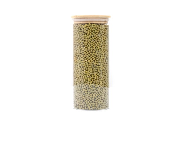 Barattoli rotondi con coperchio in bambù, set da 4, 800 ml