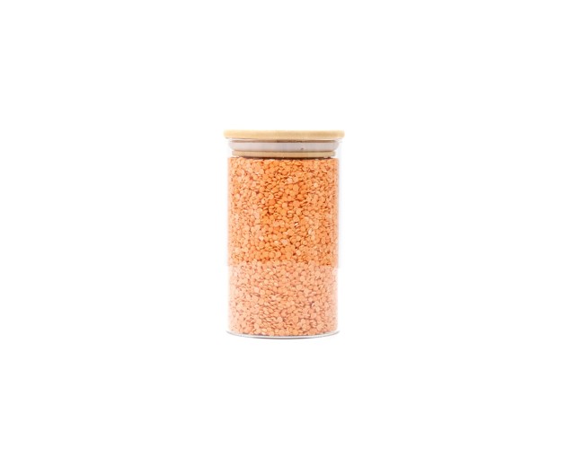 Barattoli rotondi con coperchio in bambù, set da 4, 800 ml