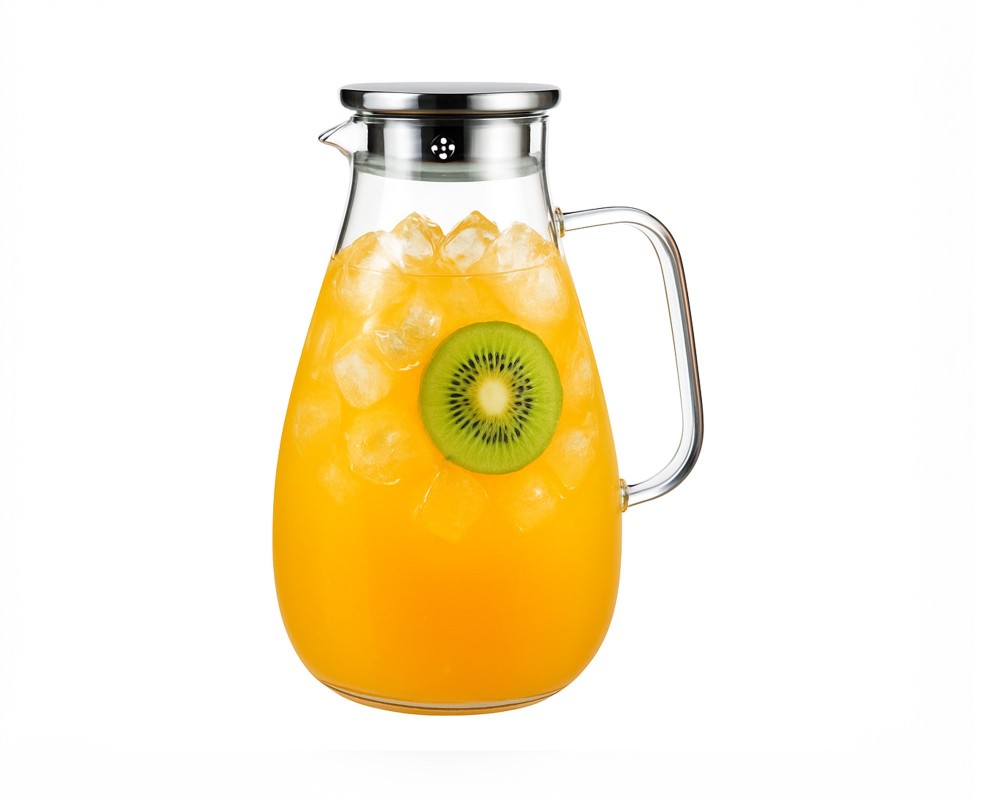 Glaskaraffe mit Edelstahldeckel 2200 ml