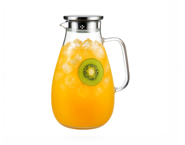 Glaskaraffe mit Edelstahldeckel 2200 ml