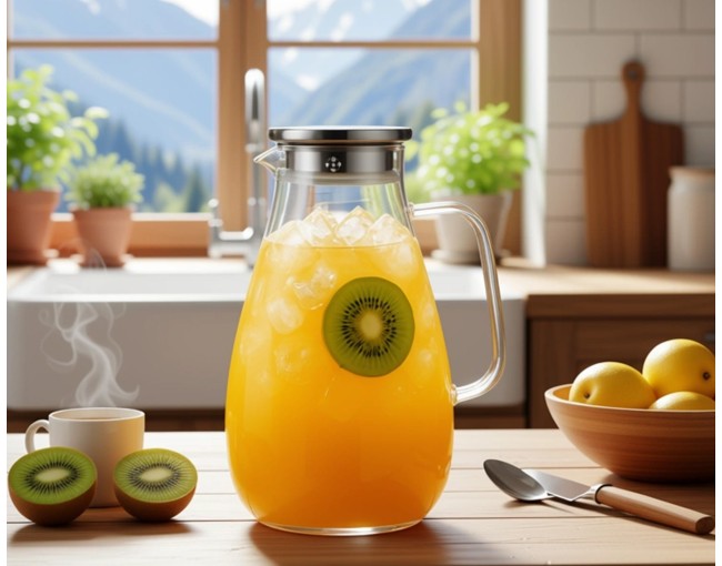 Glaskaraffe mit Edelstahldeckel 2200 ml