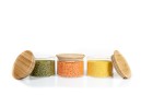 Runde Vorratsgläser Stapelbar 8cm hoch 3er Set Ø10cm