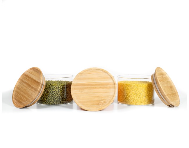Runde Vorratsgläser Stapelbar 8cm hoch 3er Set Ø10cm