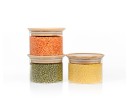 Square storage jars, stackable, set of 3
