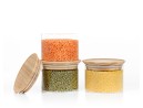 Square storage jars, stackable, set of 3