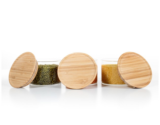 Barattoli quadrati impilabili, set da 3