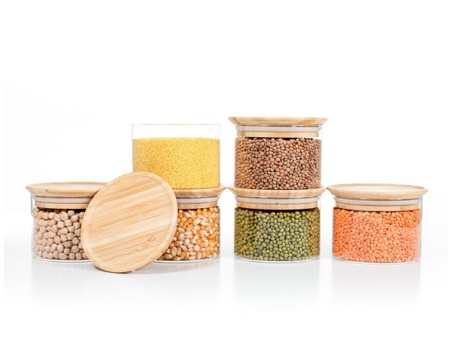 Runde Vorratsgläser Stapelbar 8cm hoch 6er Set Ø10cm