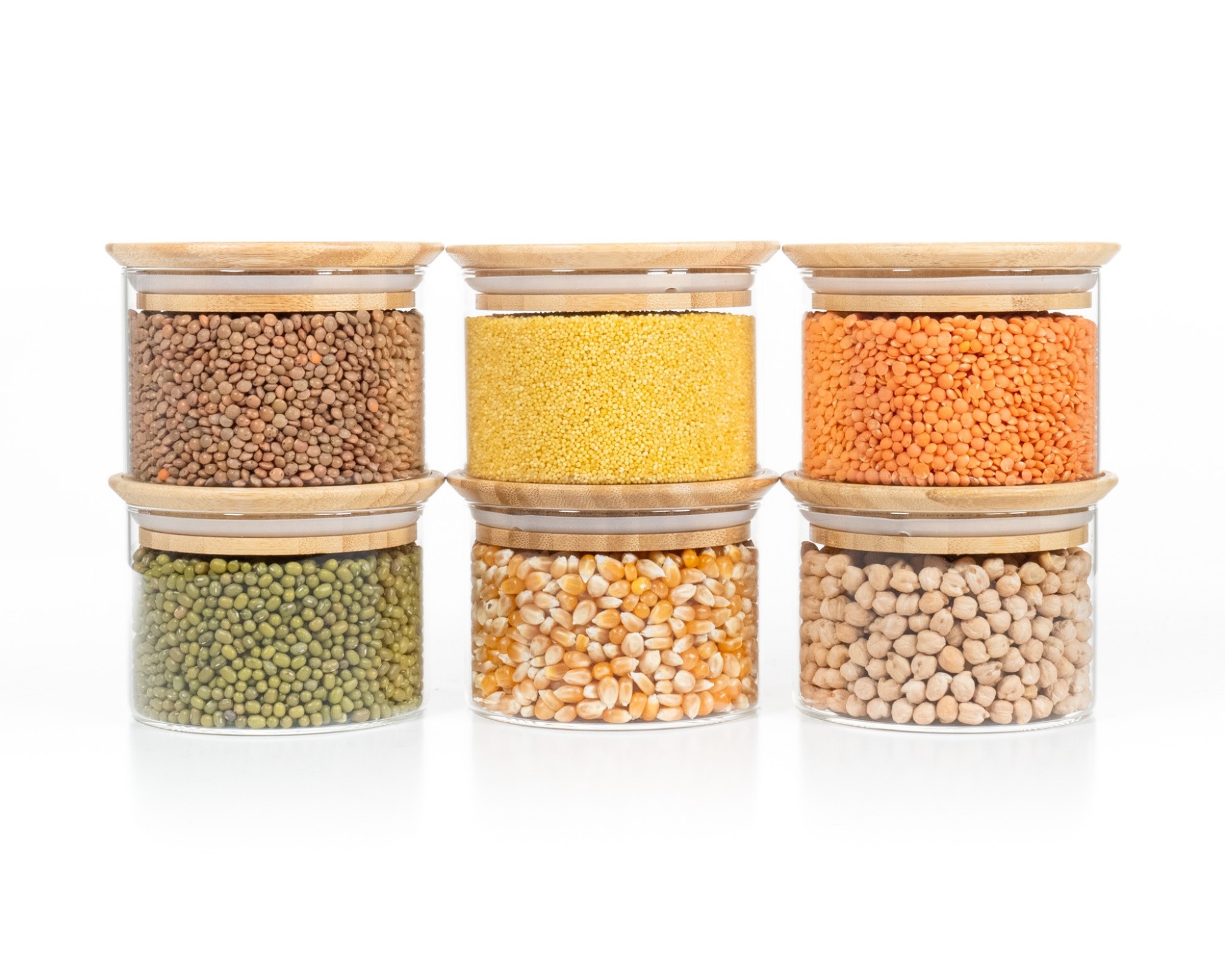 Runde Vorratsgläser Stapelbar 8cm hoch 6er Set Ø10cm