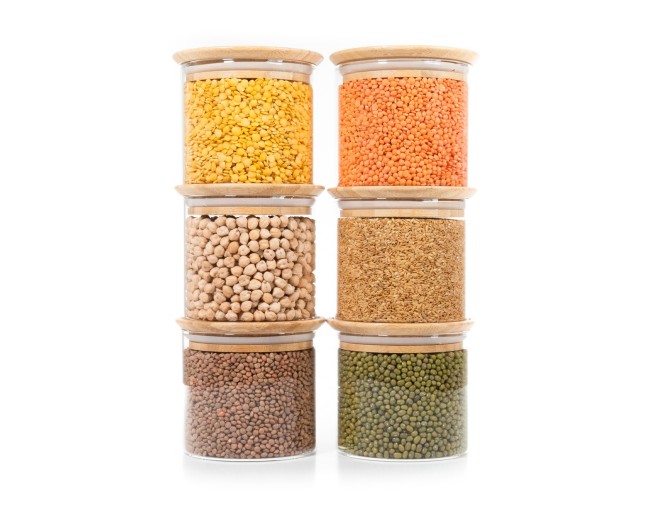 Square storage jars, stackable, set of 3