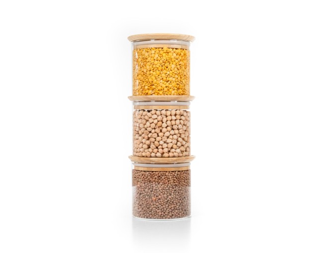 Runde Vorratsgläser Stapelbar 10cm hoch 3er Set Ø10cm