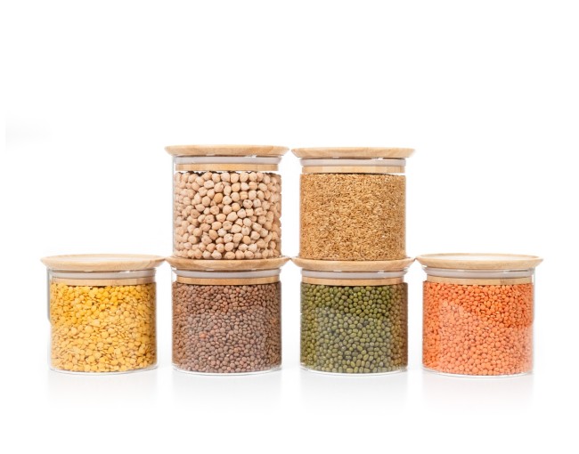 Square storage jars, stackable, set of 3