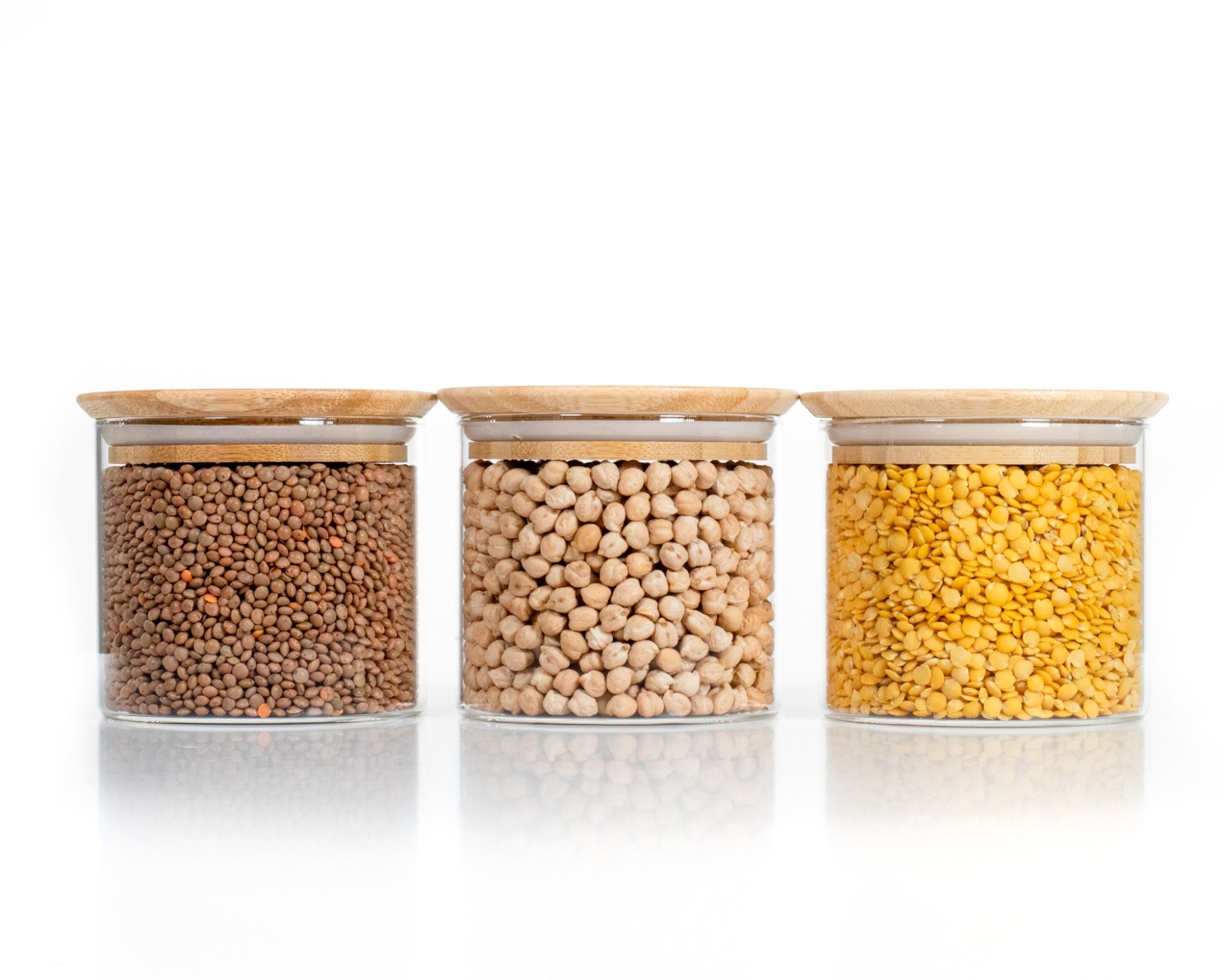 Square storage jars, stackable, set of 3