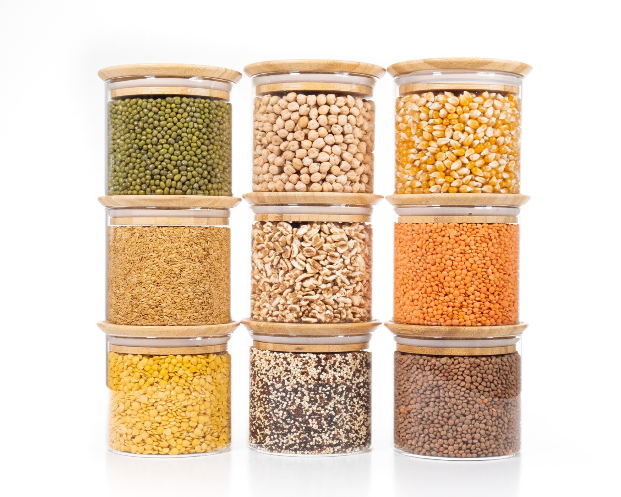 Square storage jars, stackable, set of 3