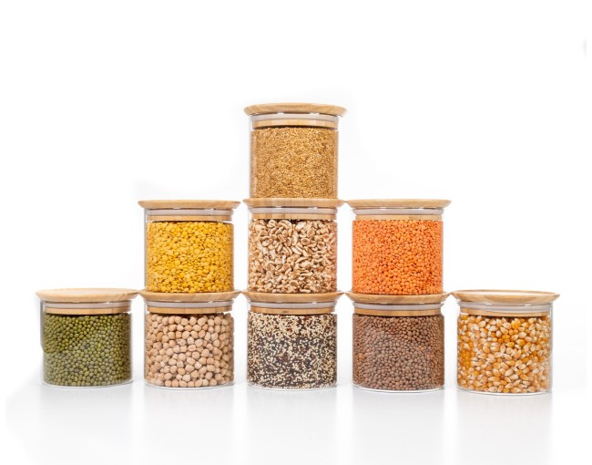 Square storage jars, stackable, set of 3