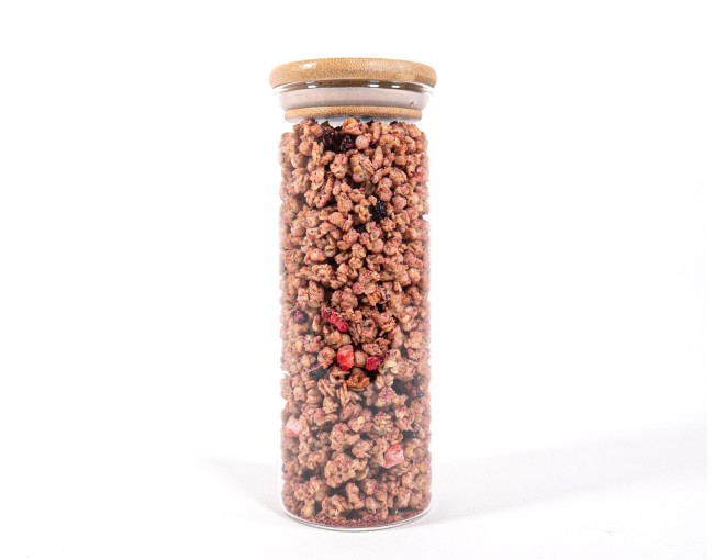 Narrow storage jars 16 cm high with bamboo lids, set of 10