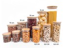 Schmale Gewürzgläser 16 cm hoch Bambusdeckel 10er Set