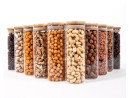 Schmale Gewürzgläser 16 cm hoch Bambusdeckel 10er Set