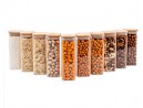 Narrow square storage jars 16 cm high set of 10