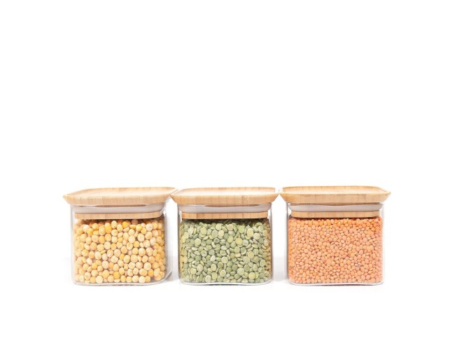 Bocaux de rangement carrés, empilables, lot de 3