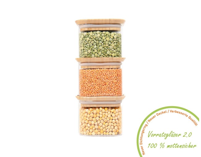 Bocaux de rangement carrés, empilables, lot de 3