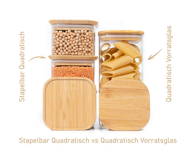 Barattoli quadrati impilabili, set da 9