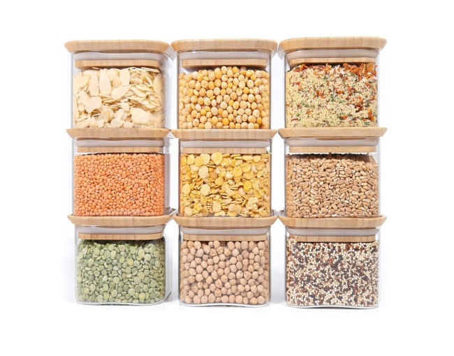 Bocaux de rangement carrés, empilables, lot de 9