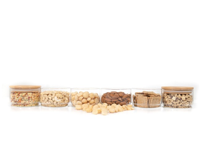 Round storage jars, stackable, set of 6