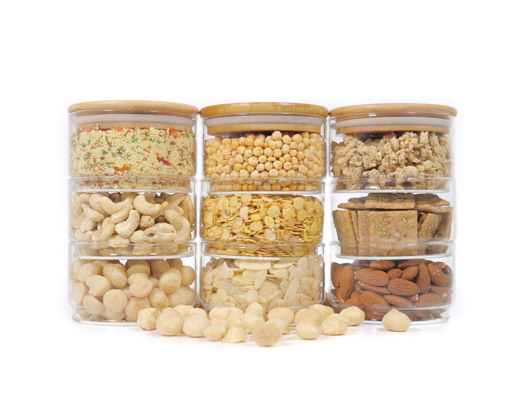 Bocaux de rangement ronds, empilables, lot de 9