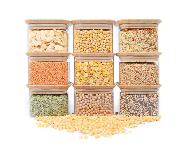 Bocaux de rangement carrés, empilables, lot de 9