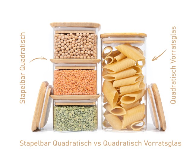 Quadratische Vorratsgläser Stapelbar 9er Set