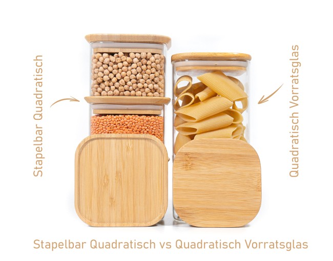 Quadratische Vorratsgläser Stapelbar 9er Set