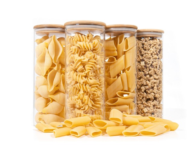 Round storage jars with bamboo lids, set of 4, 1700 ml