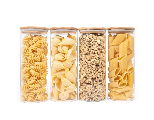 Round storage jars with bamboo lids, set of 4, 1700 ml