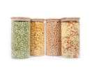 Round storage jars with bamboo lids, set of 4, 1400 ml