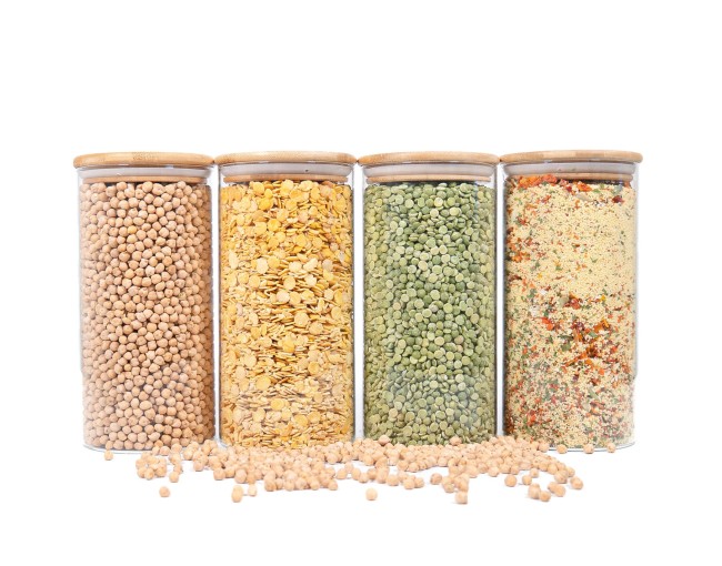 Bocaux de conservation ronds avec couvercles en bambou, lot de 4, 1400 ml