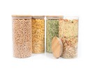 Bocaux de conservation ronds avec couvercles en bambou, lot de 4, 1400 ml