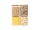 Round storage jars with bamboo lids, set of 4, 1000ml