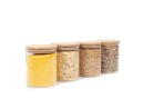Round storage jars with bamboo lids, set of 4, 1000ml