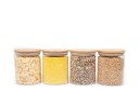 Bocaux de conservation ronds avec couvercles en bambou, lot de 4, 1000 ml