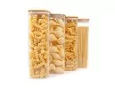 Quadratische Vorratsgläser mit Bambusdeckel 4er Set 2400ml